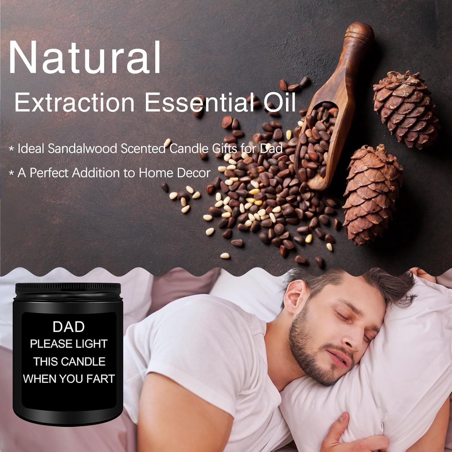 Gifts for Dad, Fathers Day Christmas Birthday Dad Gifts from Daughter Son - Sandalwood Scented Candle (7OZ)