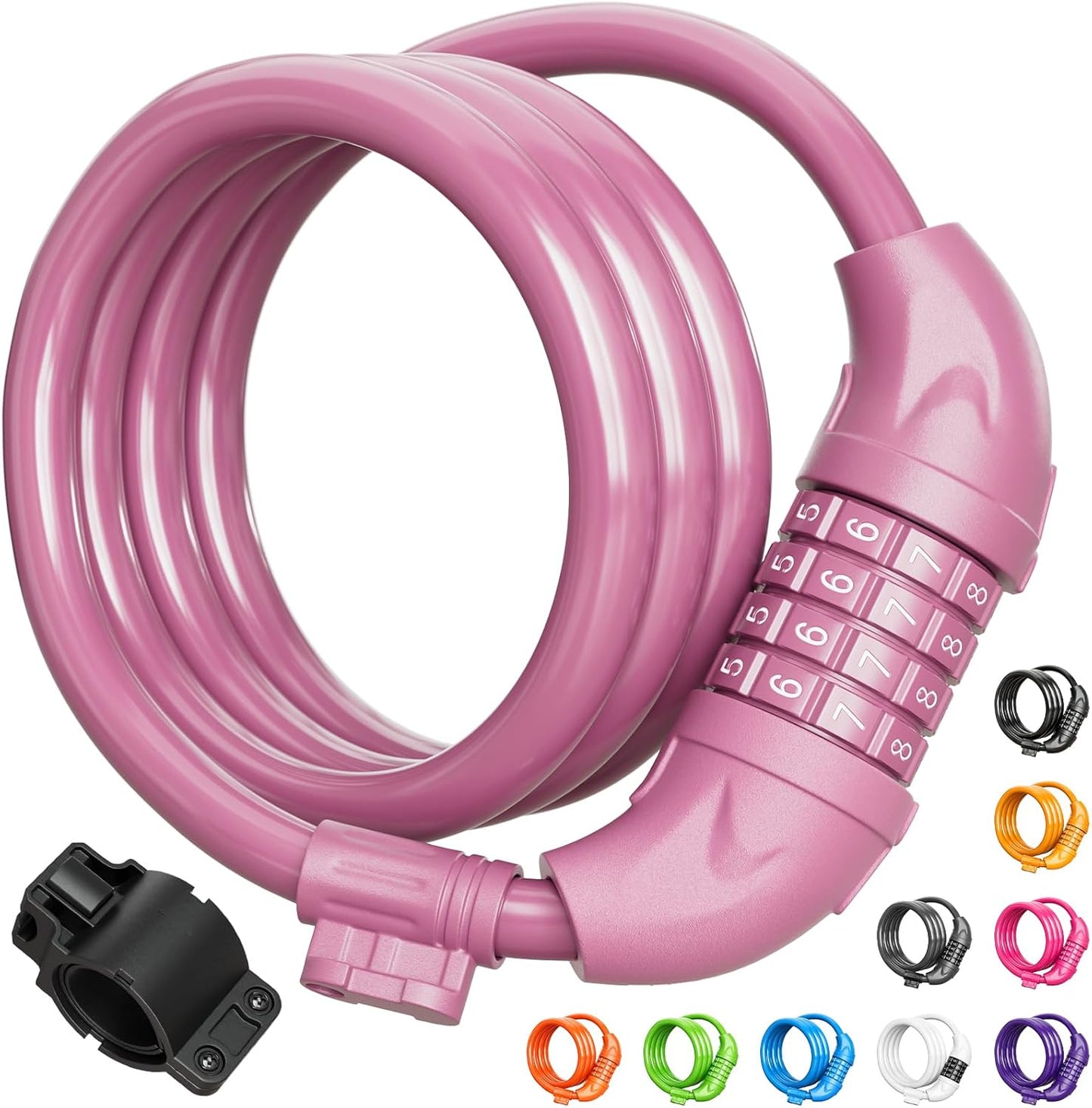 Bike Lock, Bicycle Lock 4 Feet Cable Lock 1/2 Inch Resettable Bike Lock Combination with Mounting Bracket, Bike Accessories for Bicycle, Electric Scooter, Motorcycle