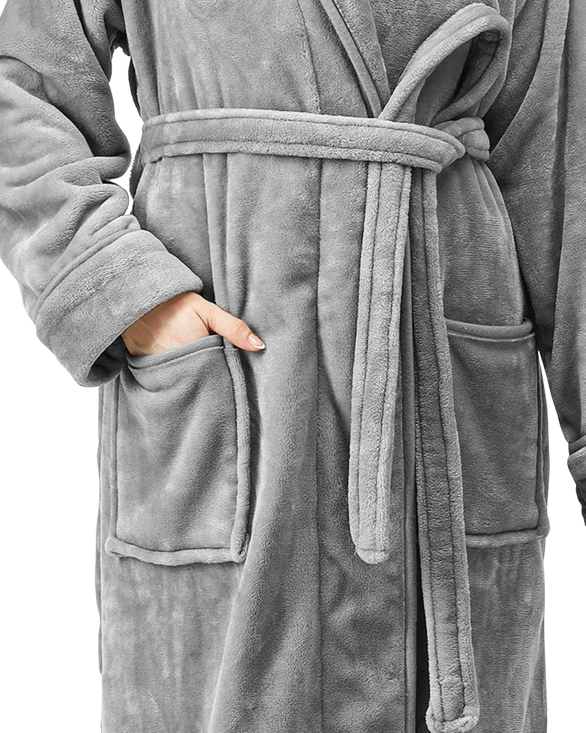 Premium Women'S Robe Plush Soft Long Bathrobe Warm Fleece Shawl Collar Spa Robe