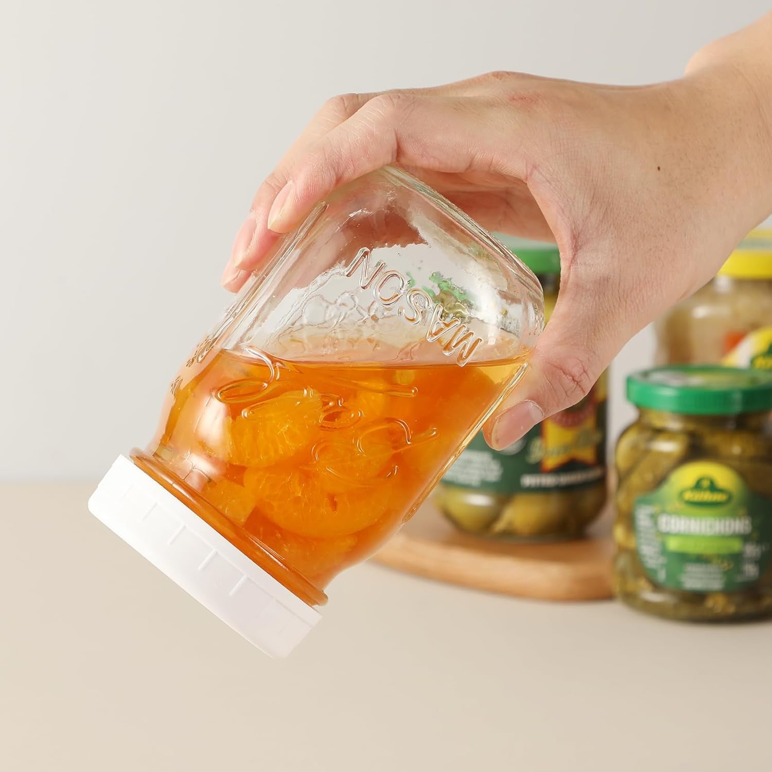 12 Pack REGULAR MOUTH Mason Jar Lids for Compatible with Ball, Kerr Regualr Mouth Jars - Plastic Storage Caps for Mason Jars, Canning Jars - Leakproof, Dishwasher Safe & Food Grade - White