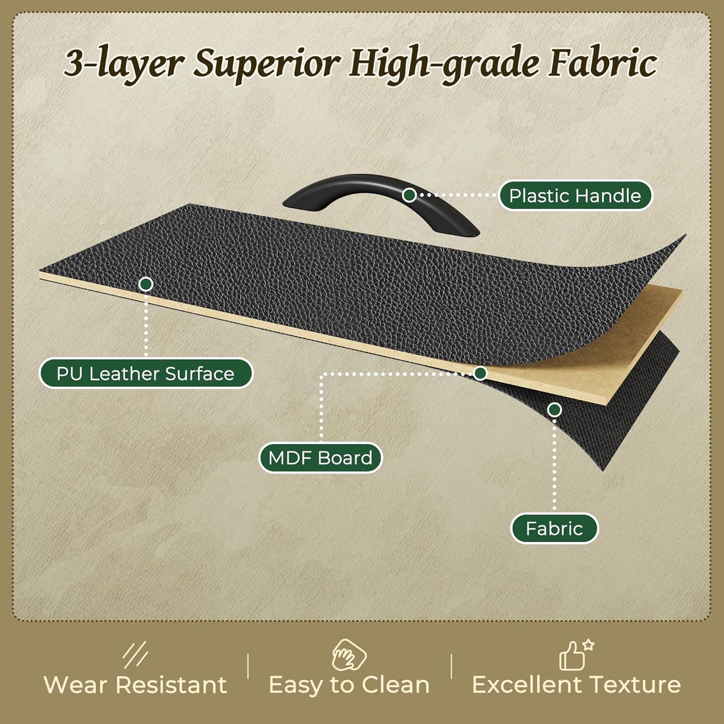 Bedroom Dresser and TV Stand Combo, 55-Inch Unit for 43-60 Inch TVs, Long Fabric Storage Solution with 7 Drawers, Black