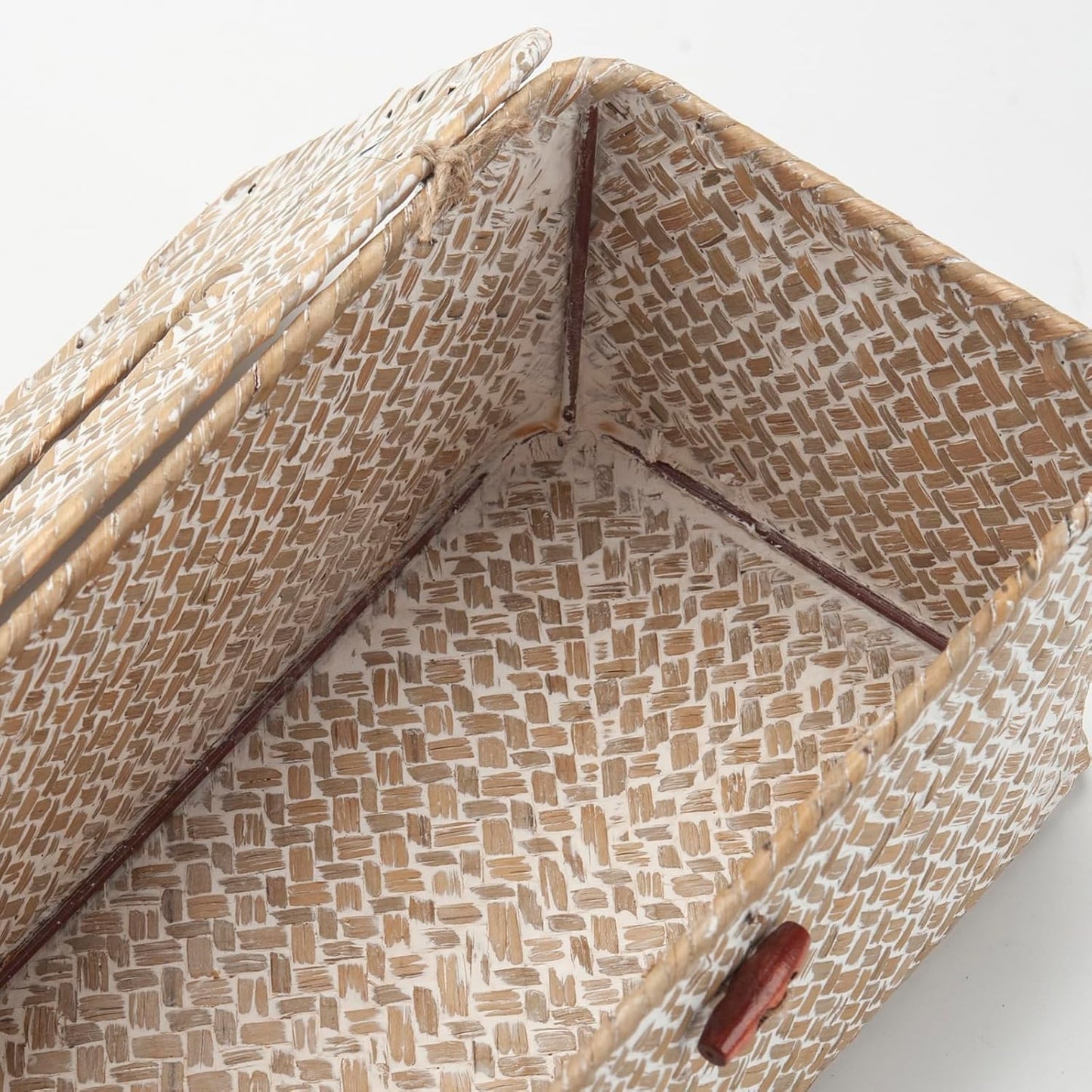 Seagrass Tissue Box Cover Rectangular Woven Napkin Holder Decorative for Bathroom Farmhouse (Whitewash, 10 X 5.5 X 4.2 Inch)