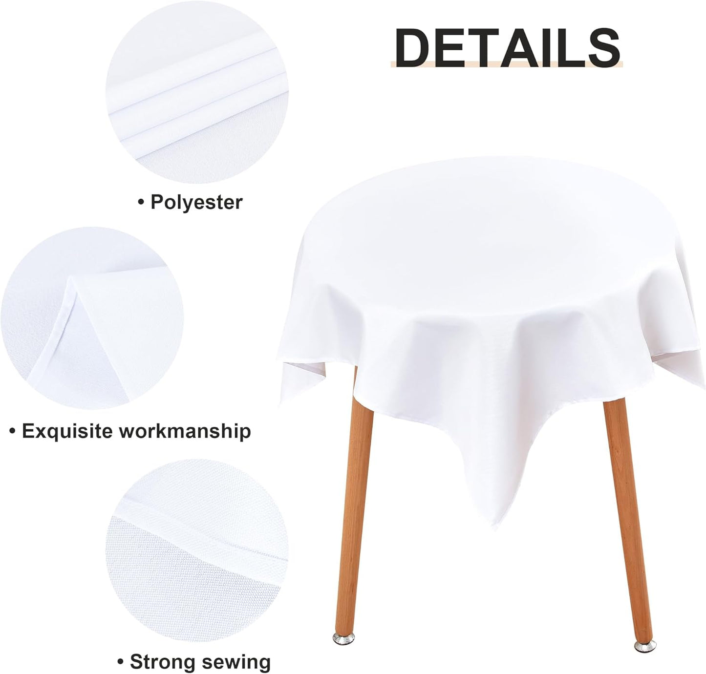 Small Square Tablecloth 36 X 36 Inch Washable Fabric Table Cloth Solid White Table Cover for Nightstand End Bedside Tables Tabletop Decoration