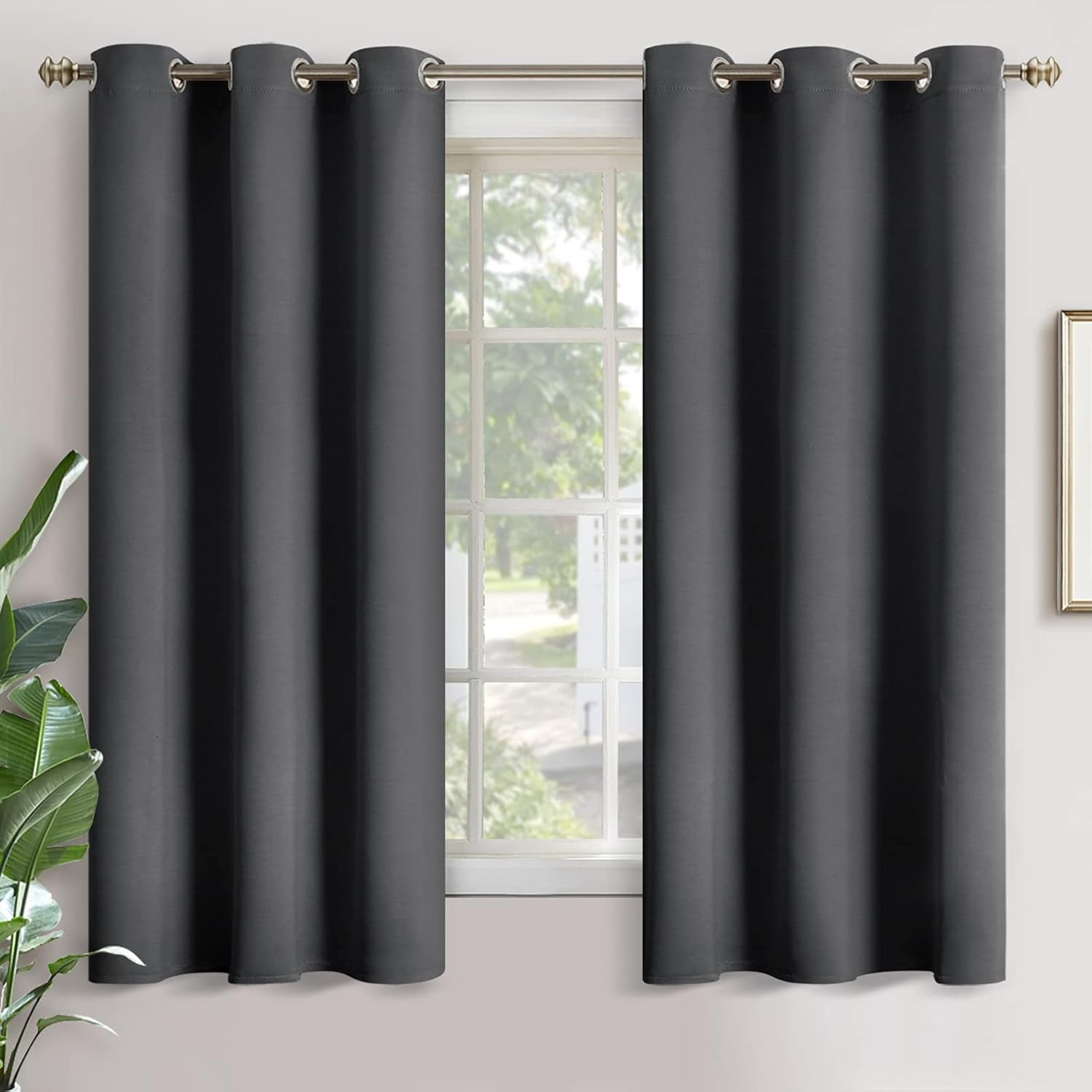 Blackout Curtains for Bedroom 63 Inches Long - Insulated Room Darkening Window Drapes with Grommet for Living Room Kids Energy Saving Thermal Curtain, 2 Panels, 42 X 63 Inch, Dark Grey