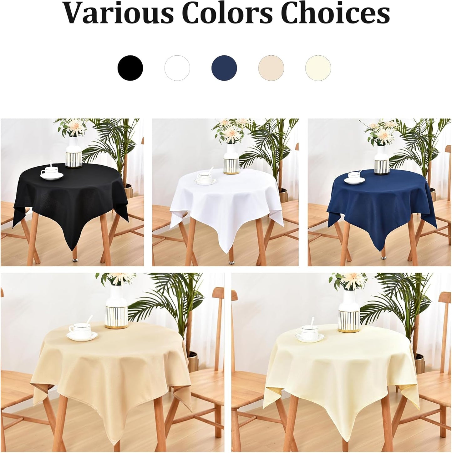Small Square Tablecloth 36 X 36 Inch Washable Fabric Table Cloth Solid White Table Cover for Nightstand End Bedside Tables Tabletop Decoration