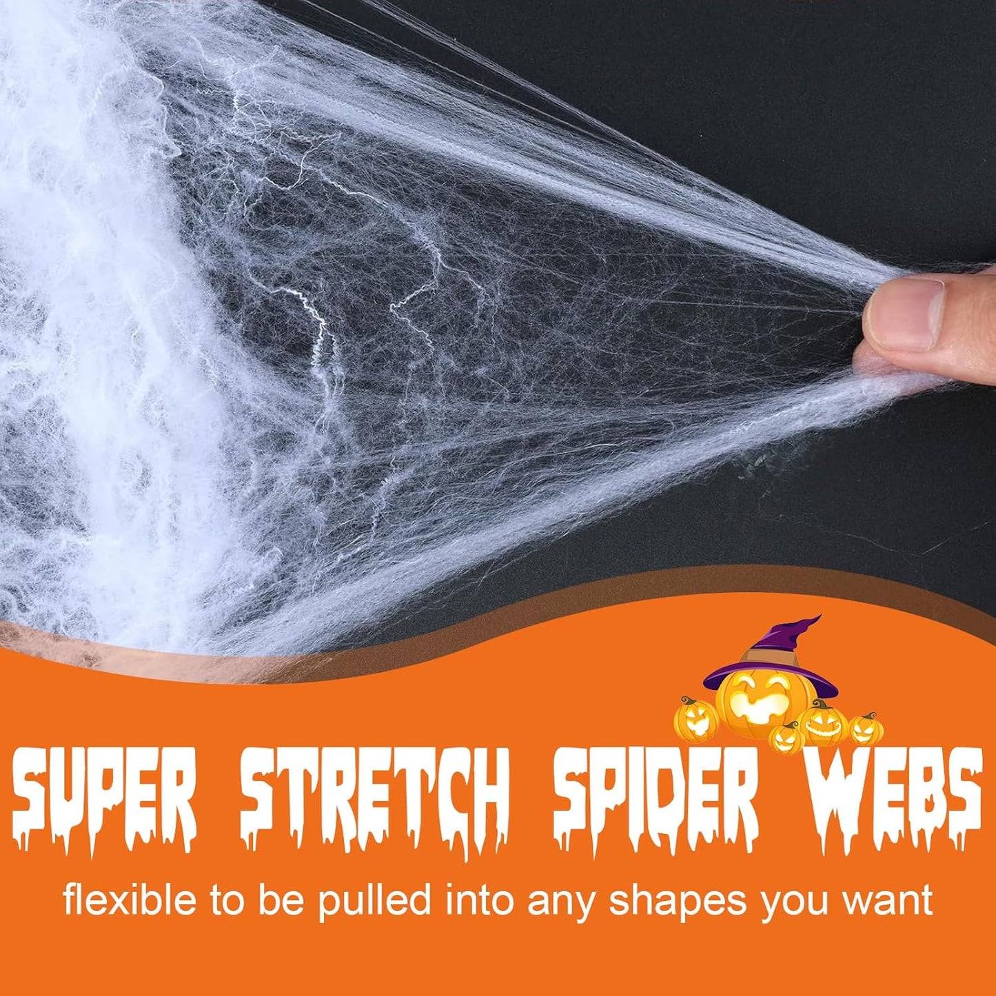 1400 Sqft Halloween Spider Web Decoration with 100 Extra Fake Spiders, Super Stretchy Cobwebs for Halloween Decoration Outdoor and Indoor