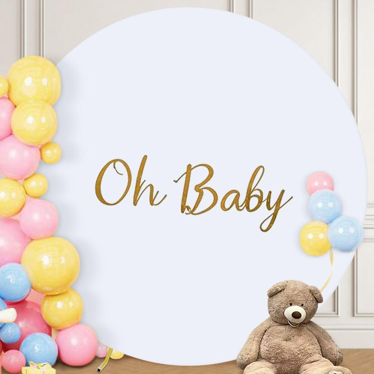 round Arch Cover Spandex Fitted Arch Stand Covers round Balloon Top Chiara for Wedding Birthday Party Baby Shower Ceremony Decoration White 7.2FT