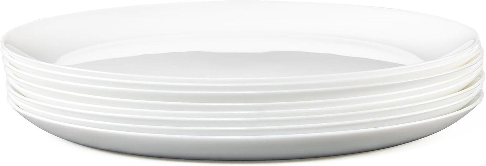 Set of 8 Tempered Glass Dinner Plates, 10.5-Inch Round, Microwave and Dishwasher Safe