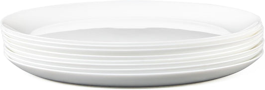 Set of 8 Tempered Glass Dinner Plates, 10.5-Inch Round, Microwave and Dishwasher Safe