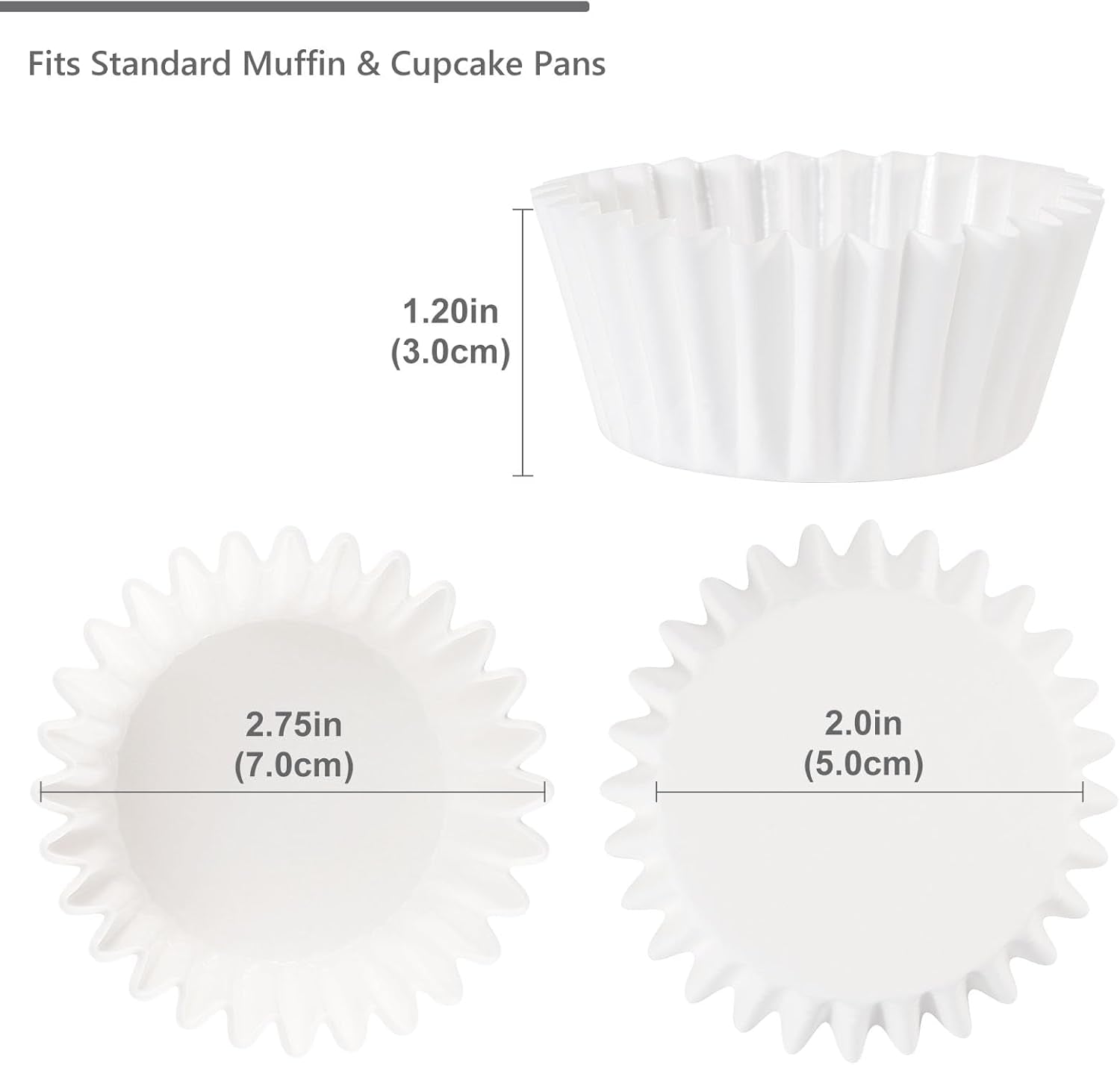 Professional Grade White Cupcake Liners - 150 Count, Grease-Resistant Muffin Baking Cups, Odorless, No Muffin Pan Required, Easy Peel Design
