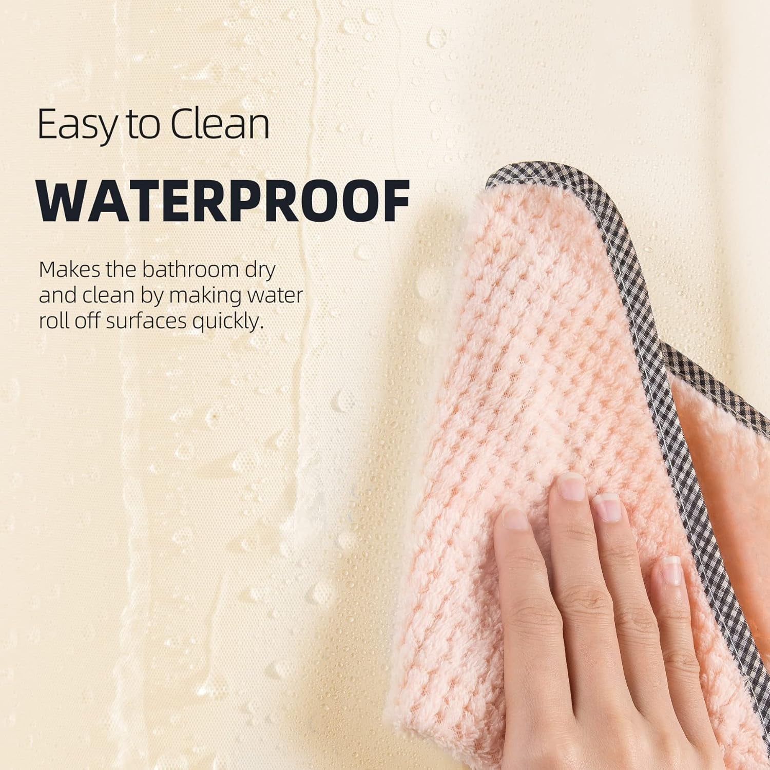 12 Pcs Shower Curtain Hooks and 72 X 72 Beige Shower Curtain Liner