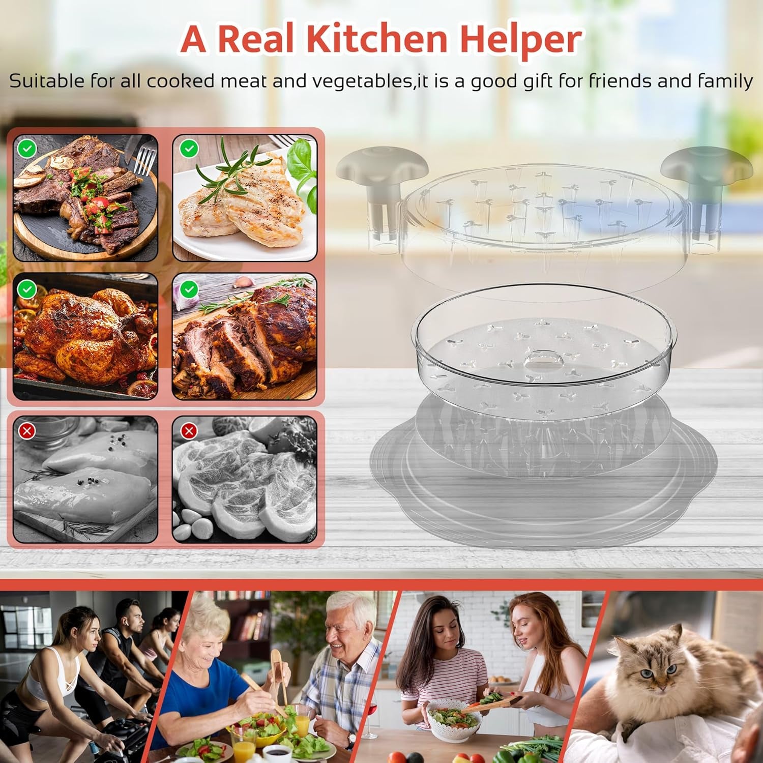 Chicken Shredder Plate, 7.09Inch Removable Plate for Meat Shredder, Clear Removable Tray Only Suitable for  Chicken Shredder Tool Twist, Easy to Install