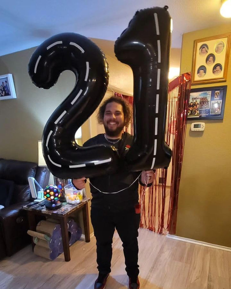Race Car Number 24 Balloon 40 Inch, Black 24 Number Balloons, 24Th Birthday Decorations, 24 Year Old Race Themed Party Decorations