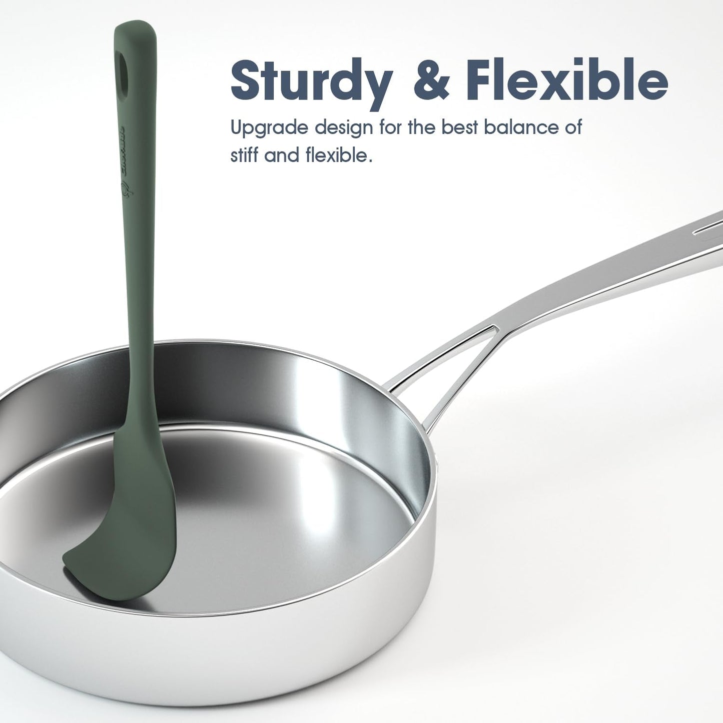 5 Pieces Silicone Spatula Set, Food Grade Rubber Spatula, Upgrade Strong Handle with Ergonomic Grip, Heat Resistant up to 600°F for Nonstick Cookware, Cooking