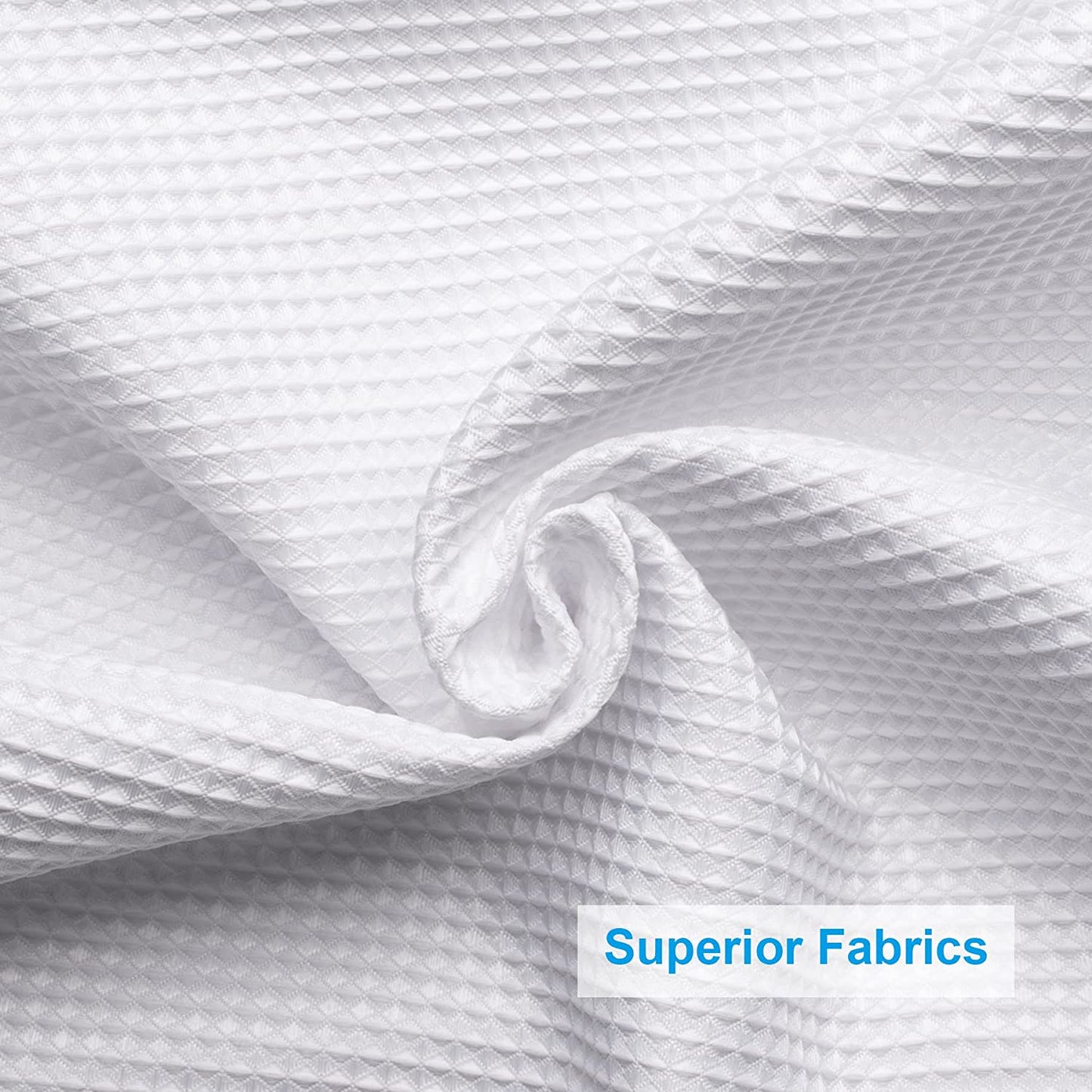 White Shower Curtain Fabric, Waffle Shower Curtains for Bathroom, Cloth Shower Curtain Heavy Duty, Thick Bathroom Shower Curtains Hotel Quality, Premium Polyester, 72X72 Inches