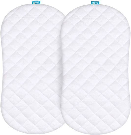 Bassinet Mattress Pad Cover Compatible with Halo Bassinest Swivel Sleeper, 2 Pack, Waterproof Quilted Ultra Soft Surface, Breathable and Easy Care