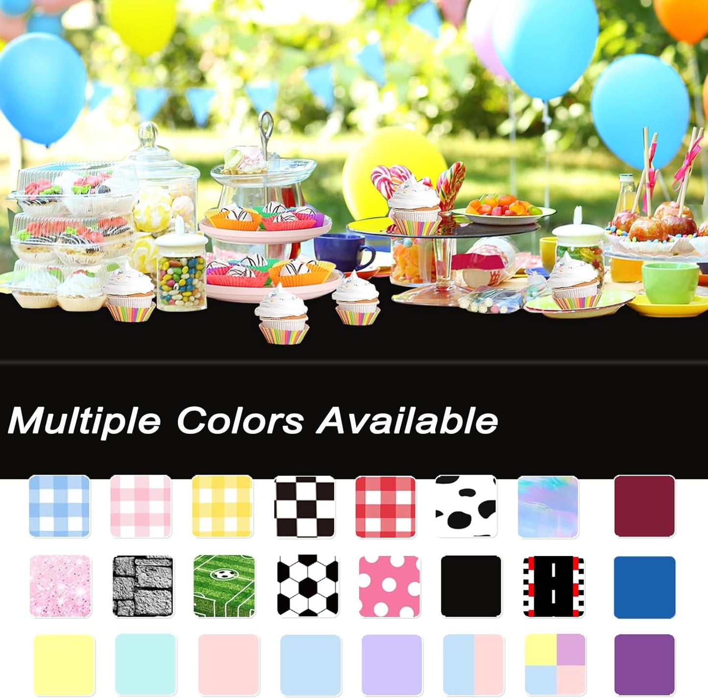 2 Pack Black Tablecloths Disposable Table Covers 54" X 108" Table Cloths for BBQ Birthday Picnic Bridal Shower Engagement Wedding Plastic Table Cloths for Parties