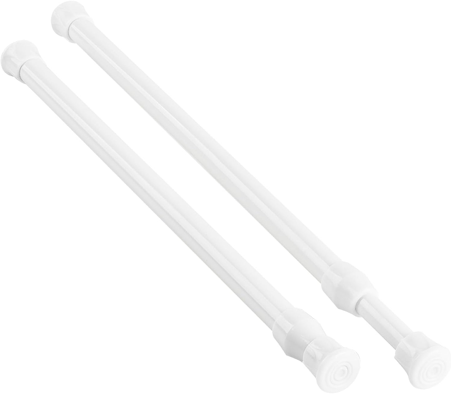 2 Pack Small Spring Tension Curtain Rod 12 to 20 Inch, Thin Tension Rod No Drill for Window Cupboard Closet, White