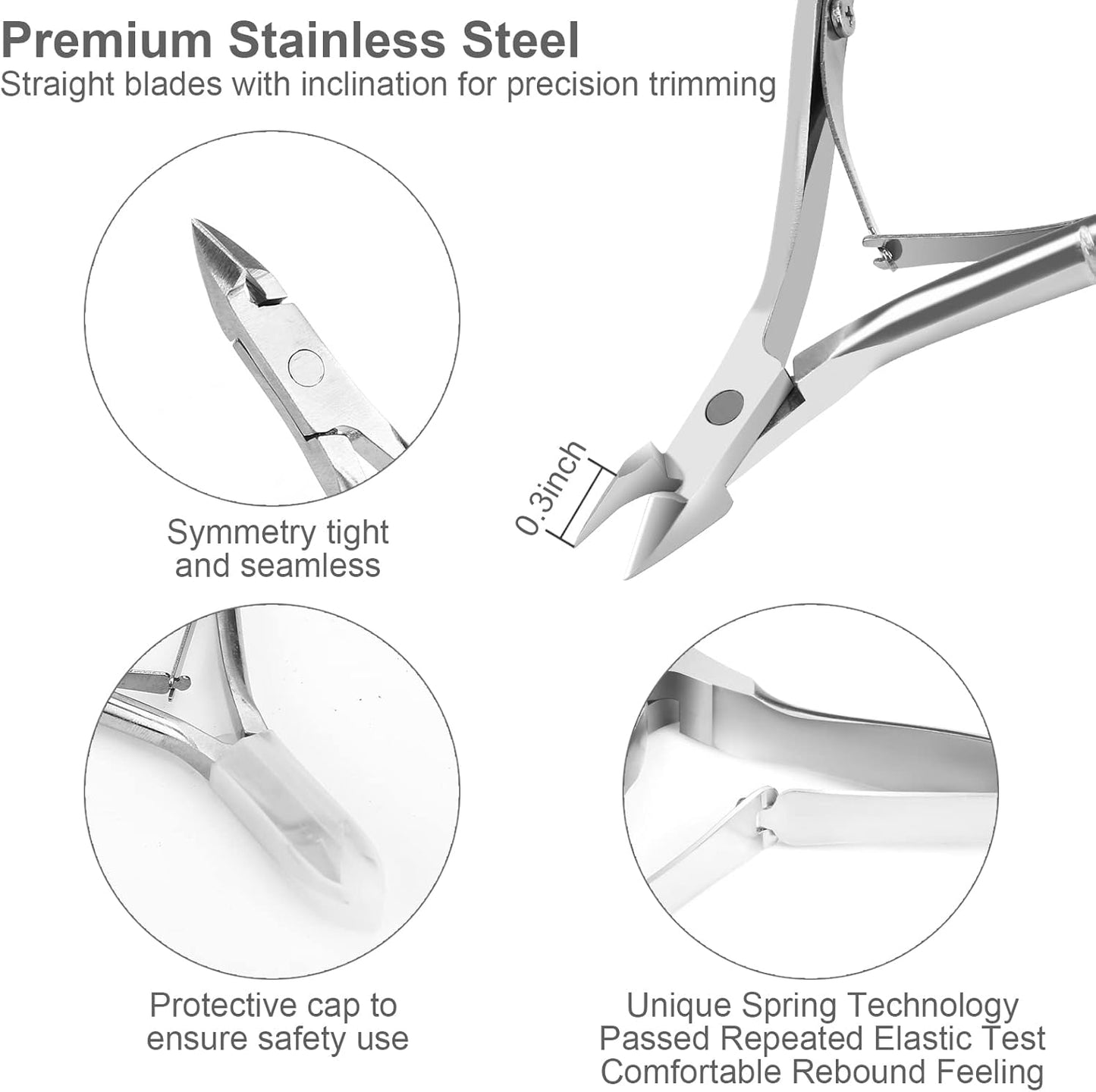 Metal Nail Cuticle Trimmer with Cuticle Pusher and Cutter, 2 PCS Professional Cuticle Remover Tool Kit, Cuticle Cutter Set, Cuticle Nippers, Cuticle Clippers for Women, Manicure Pedicure Tool