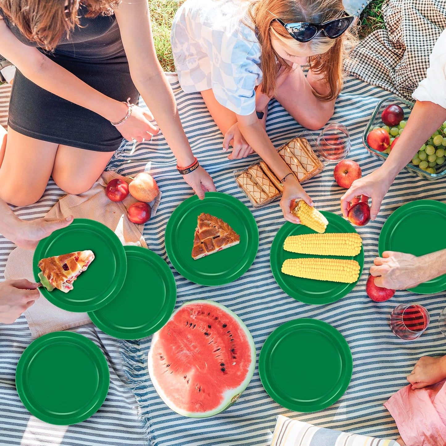 50 PCS Paper Plates, 7 Inches Small Green Plates, Sturdy Disposable Dessert Plates, Heavy Duty Paper Plates, Green Dinnerware, Party Supplies Perfect for Birthdays St Patrick Celebrations