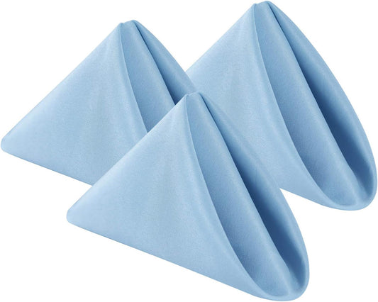 Cloth Napkins 17X17 Inch Washable Polyester Dinner Napkins Soft Table Napkins for Wedding Party Dining Banquet(Blue Mist,12Pcs)
