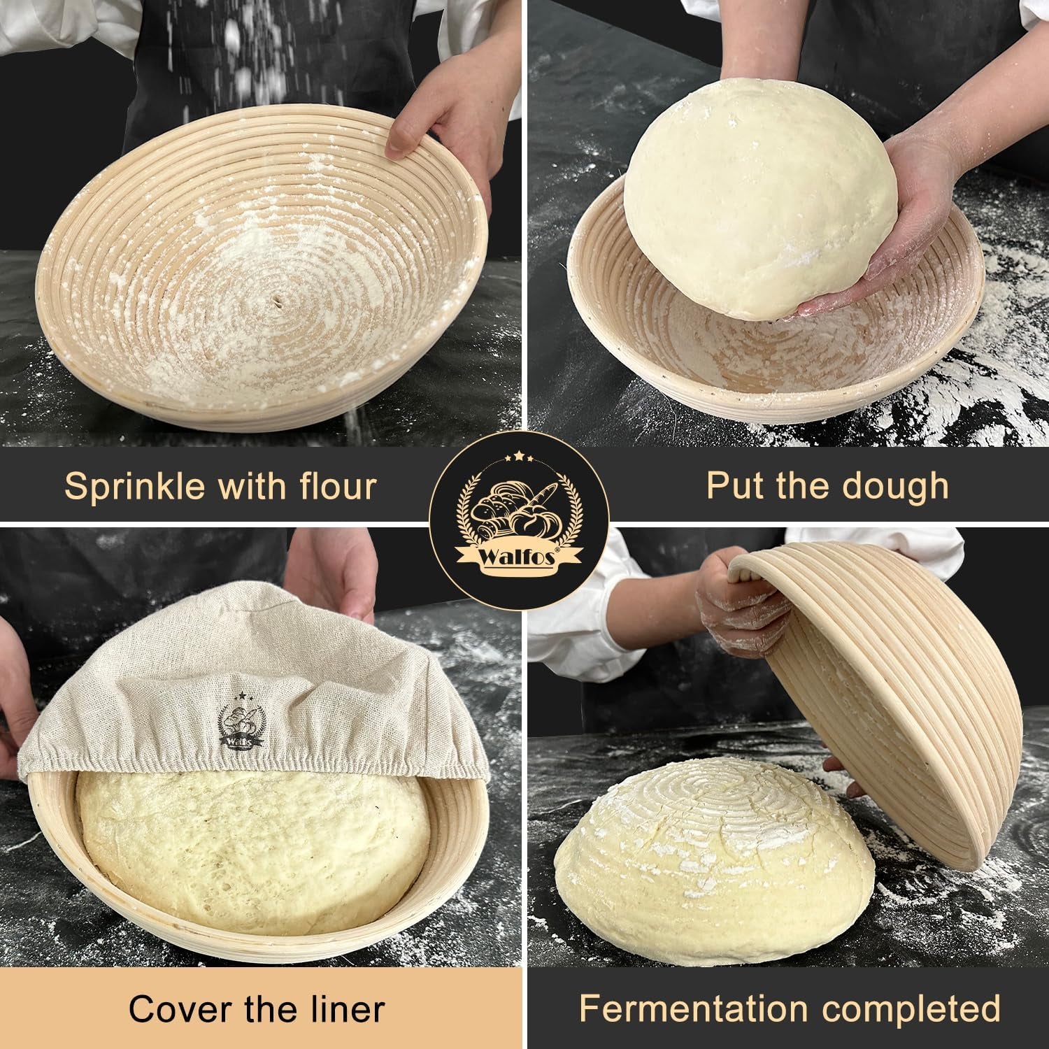 Bread Basket Liner Cloth, 9 Inch round Bread Proofing Basket Cloth Liner, Baking Dough Basket Cover Natural Rattan Banneton Proofing Cloth 2 Packs