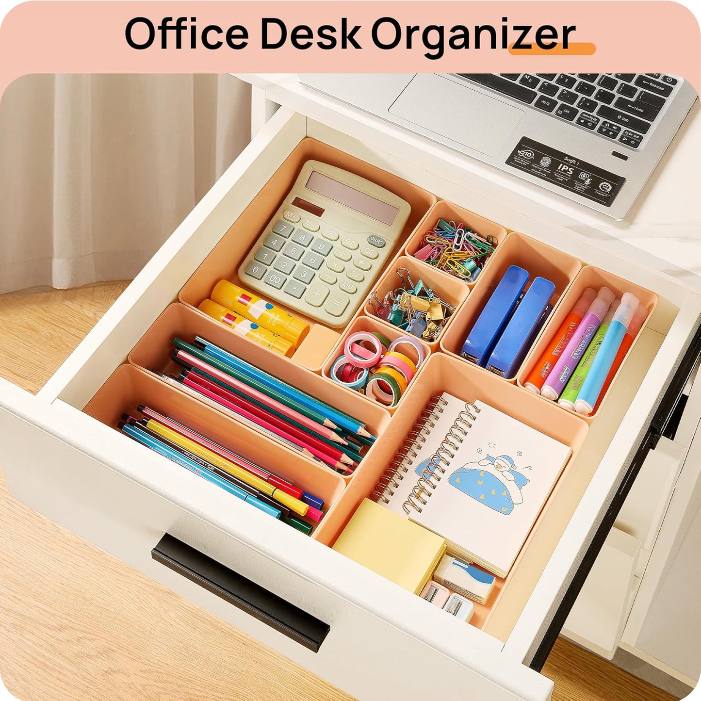 25 PCS Plastic Drawer Organizers Set, 4-Size Versatile Bathroom and Vanity Drawer Organizer Trays, Storage Bins for Makeup, Bedroom, Kitchen Gadgets Utensils and Office