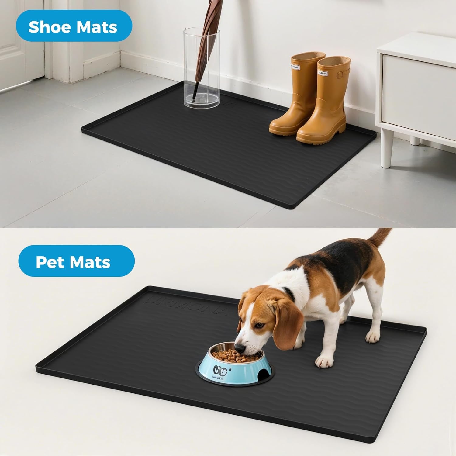 19'' X 19'' Waterproof Silicone under Sink Mat Cabinet and Counter Protector, Shelf Liner for Kitchen and Bathroom, Storage and Organizers, Litter Mat, Pet Cat Puppy Essentials(Black)