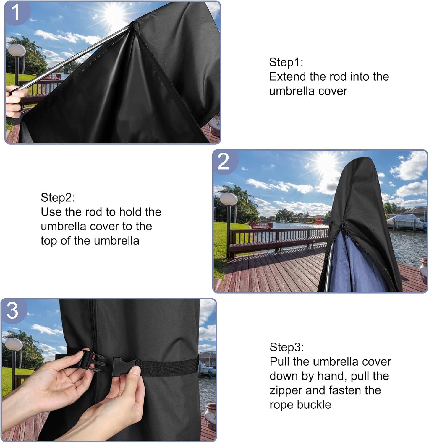 Umbarlla Cover Waterproof Heavy Duty 600D Oxford Patio Umbrella Cover for 7Ft to 10Ft Umbrella Covers for Umbrellas Outdoor Garden Umbrellas Parasol Cover with Push Rod