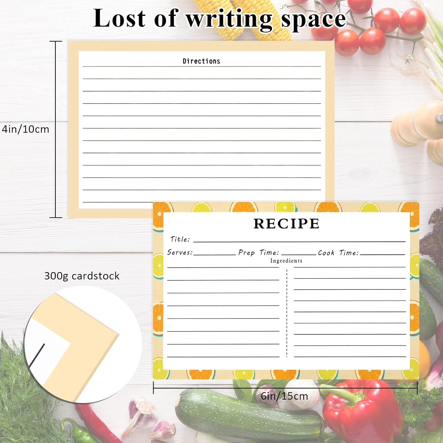 72 Blank Recipe Cards for Bridal Shower and Wedding - 4X6 Double Sided, 4 Fruit Design