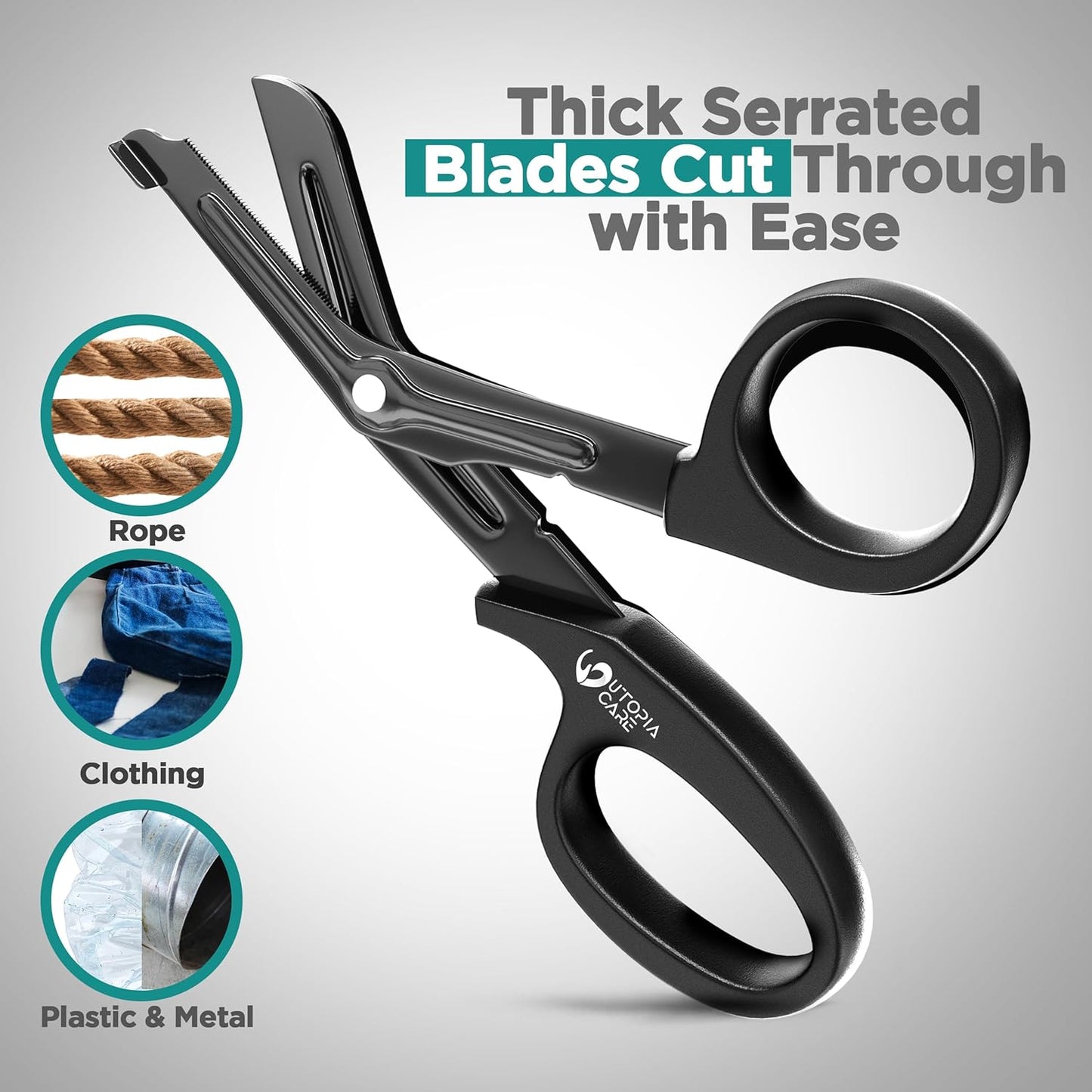 Medical Scissors Pack of 2, Stainless Steel EMT Trauma Shears for Nurses, Bandage Scissors with Stainless Steel Blades, All Purpose Surgical Shears, Black
