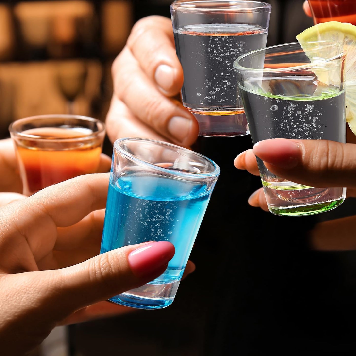 6 Pack Heavy Base Shot Glasses Set, 1.6 Oz Colorful Shot Bulk, Clear Shot Glass, Tequila Cups Small Glass, Shot Glasses for Whiskey, Tequila, Vodka, Spirits & Liquors