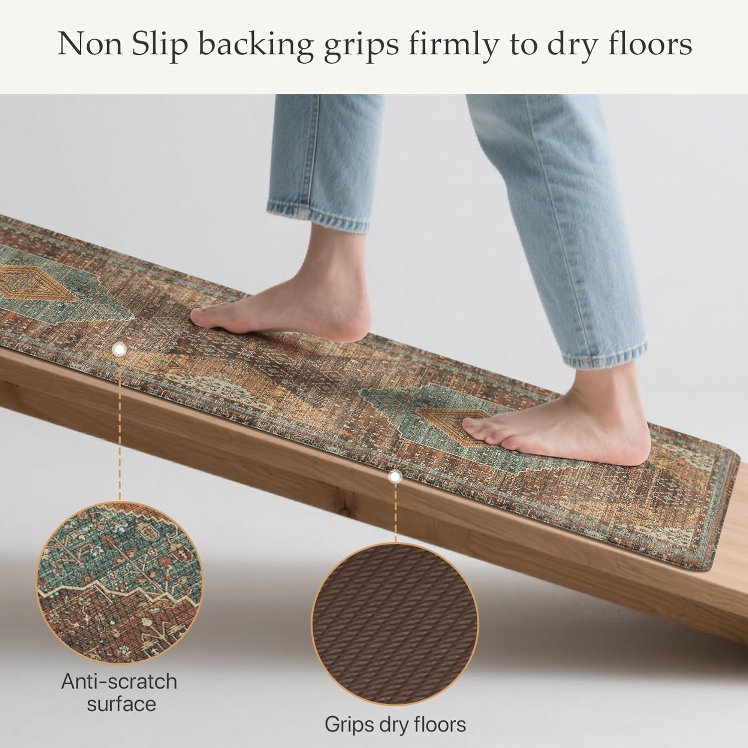 Kitchen Mats for Floor 2Pcs, Washable anti Fatigue Mat for Cushioned, 17.3"X47"+17.3"X30", Waterproof Kitchen Rugs, Non Slip Comfort Standing Mat Rug for Home, Sink, Laundry, Brick