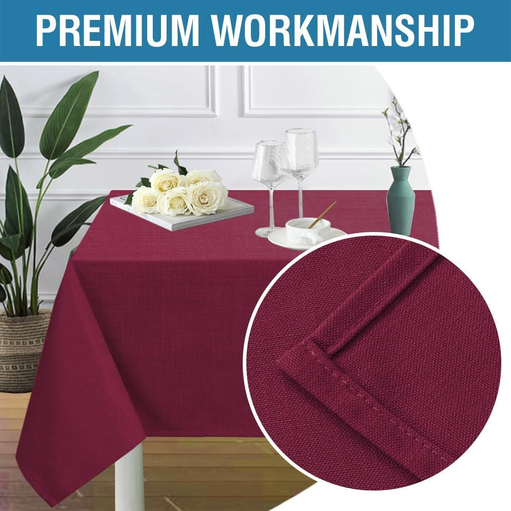 Linen Textured Table Cloths 54 X 54 Inch Premium Solid Tablecloth Spill-Proof Waterproof Table Cover for Dining Buffet Feature Extra Soft and Thick Fabric Wrinkle Free, Christmas Red