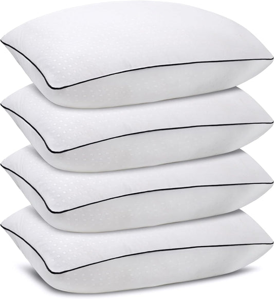Standard Size Bed Pillows for Sleeping 4 Pack,Luxury Hotel Pillows,Comfortable and Supportive,Machine Washable,Suitable for Stomach,Back and Side Sleepers.