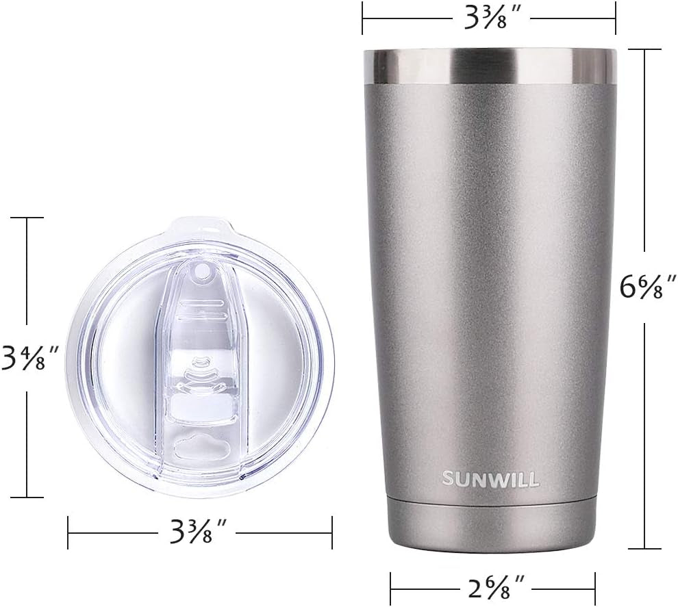 Travel Coffee Tumbler 20 Oz, Insulated Mug with Lid, Stainless Steel Cup for Hot and Cold Drinks, Cool Grey