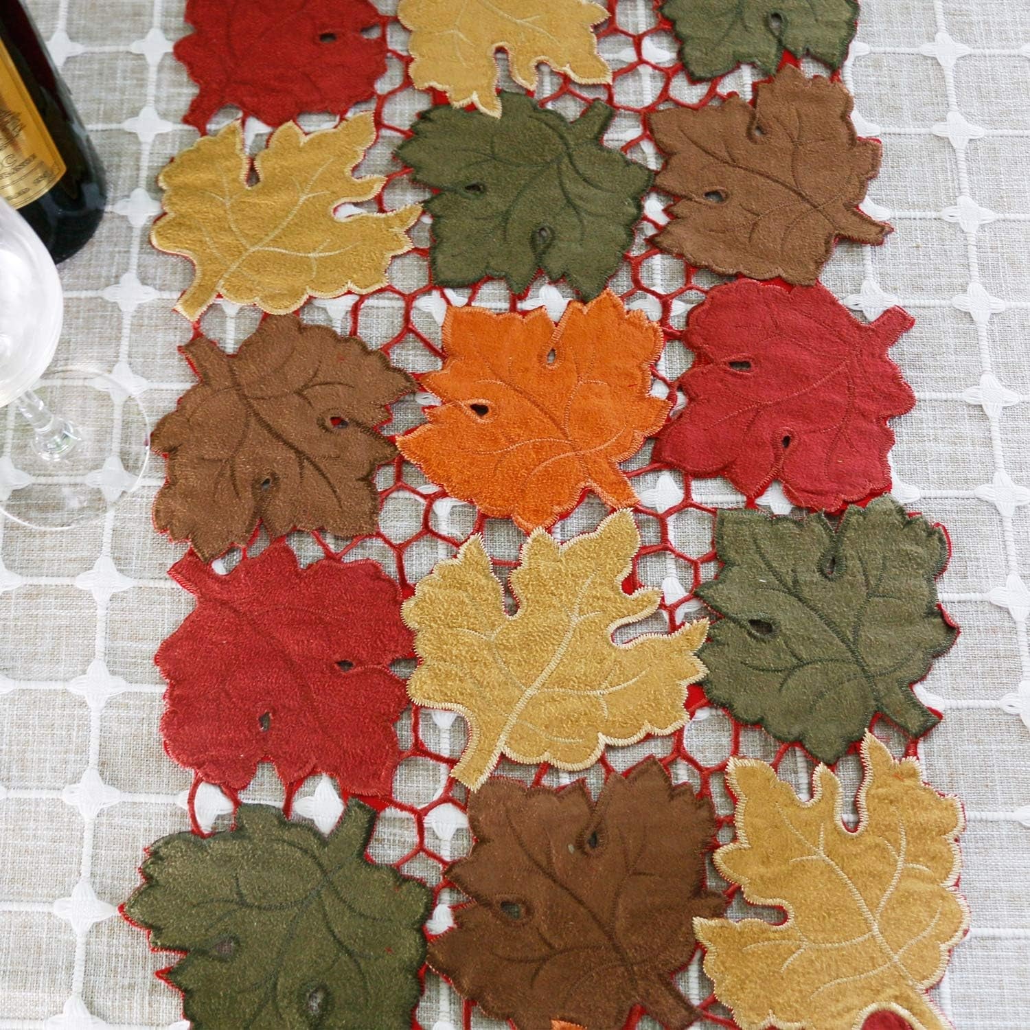 Fall Thanksgiving Table Runners, Fall Decorations for Home, 13Inch X 54Inch Embroidered Maple Leaves Table Runner for Harvest, Autumn Farmhouse Decorations for Home Settings, Machine Washable.
