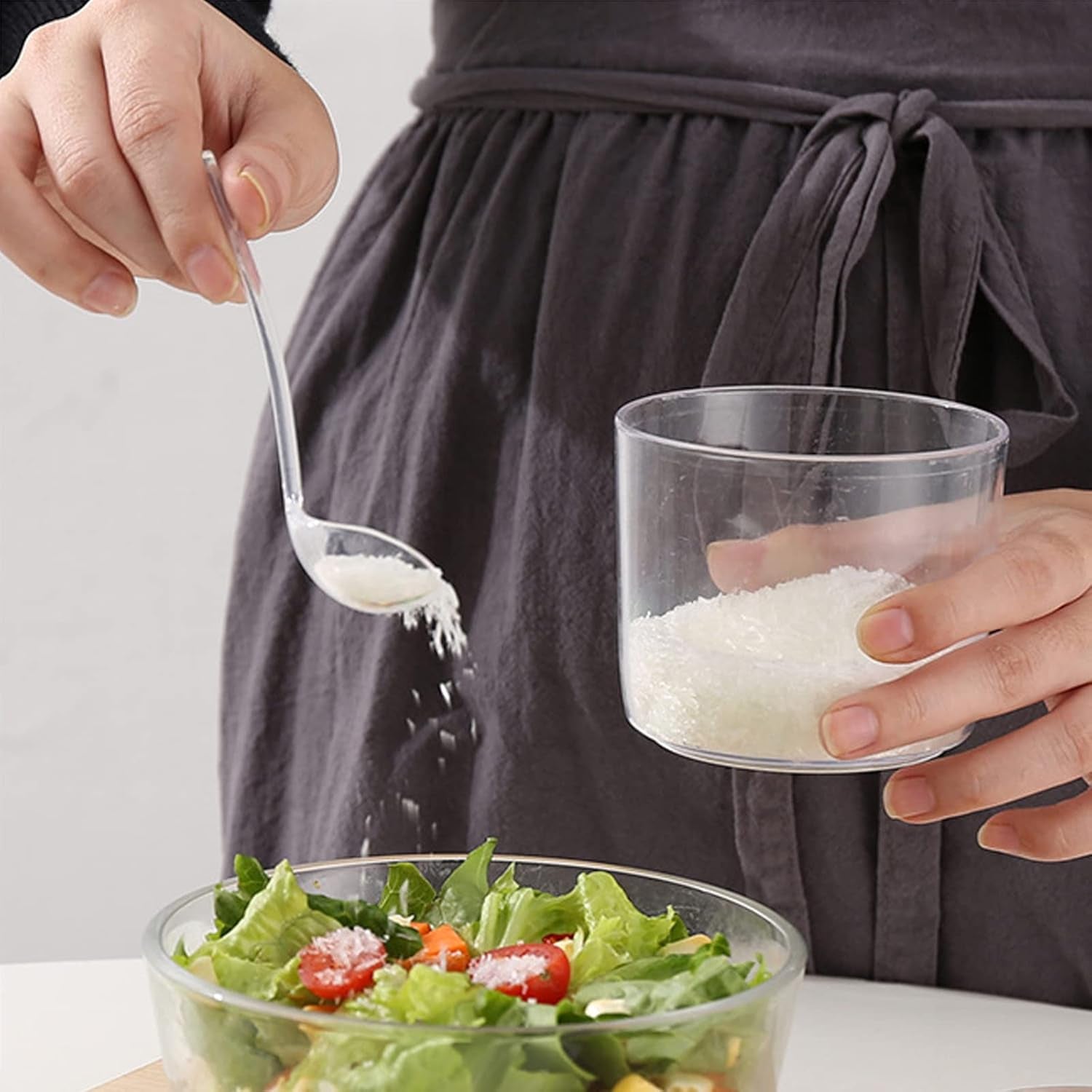 Set of 4 Clear Acrylic Sugar Bowl with Lid Salt Spoon Storage Sugar Jar with Lid for Sugar, Salt, Tea, Spices, Herbs, Condiments