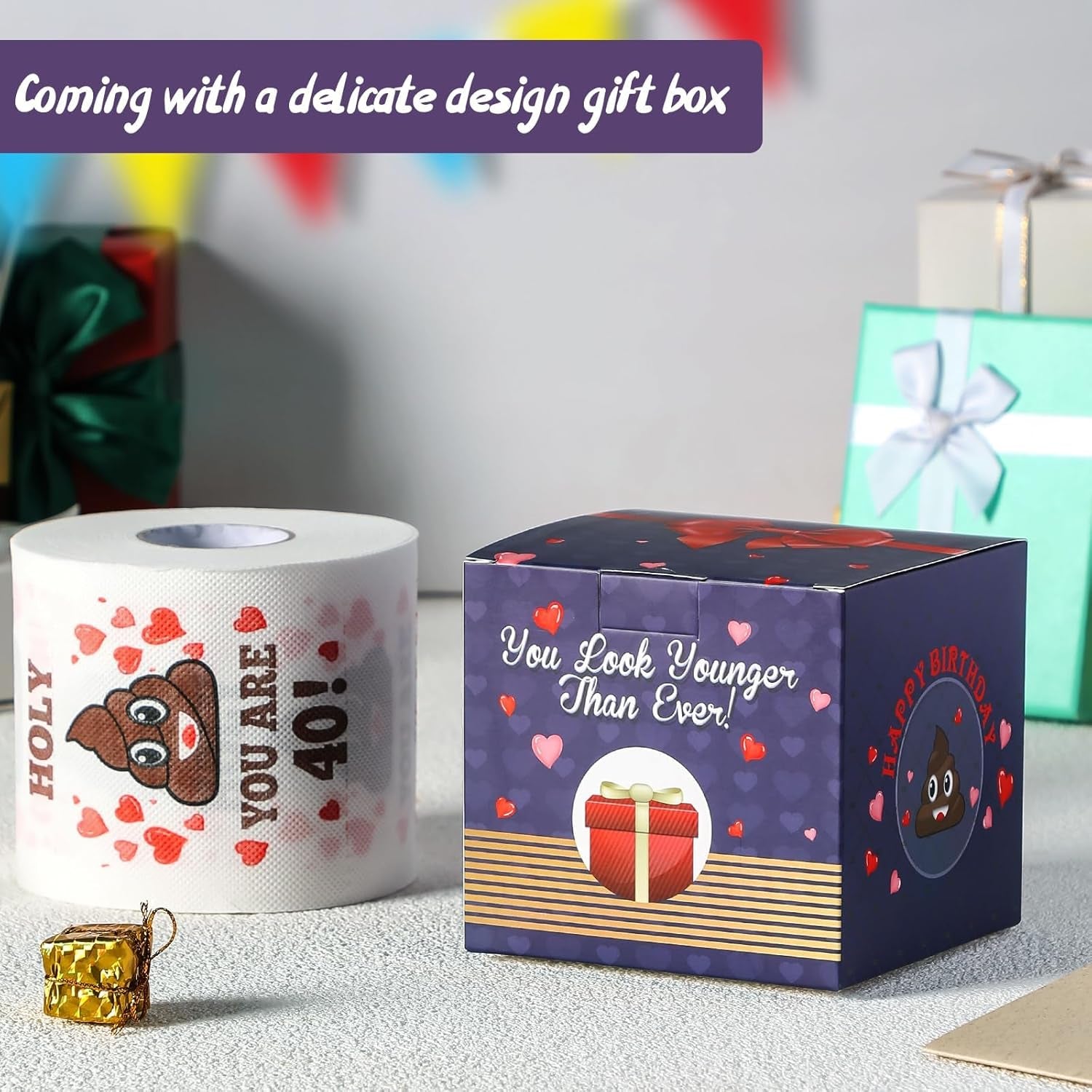 40Th Birthday Gifts for Women, Men, Her, Him - Happy Prank Toilet Paper - 40Th Birthday Decorations, Party Supplies Favors - 40 Years Old Funny Gag Gift Ideas, Novelty Bday Present for Friends, Family