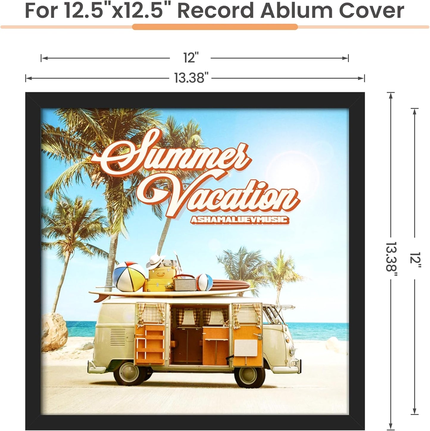 12.5X12.5 Record Frame, Vinyl Frames for 12Inch Album Cover, Wall Display for Home Decor, Black, 2 Pack