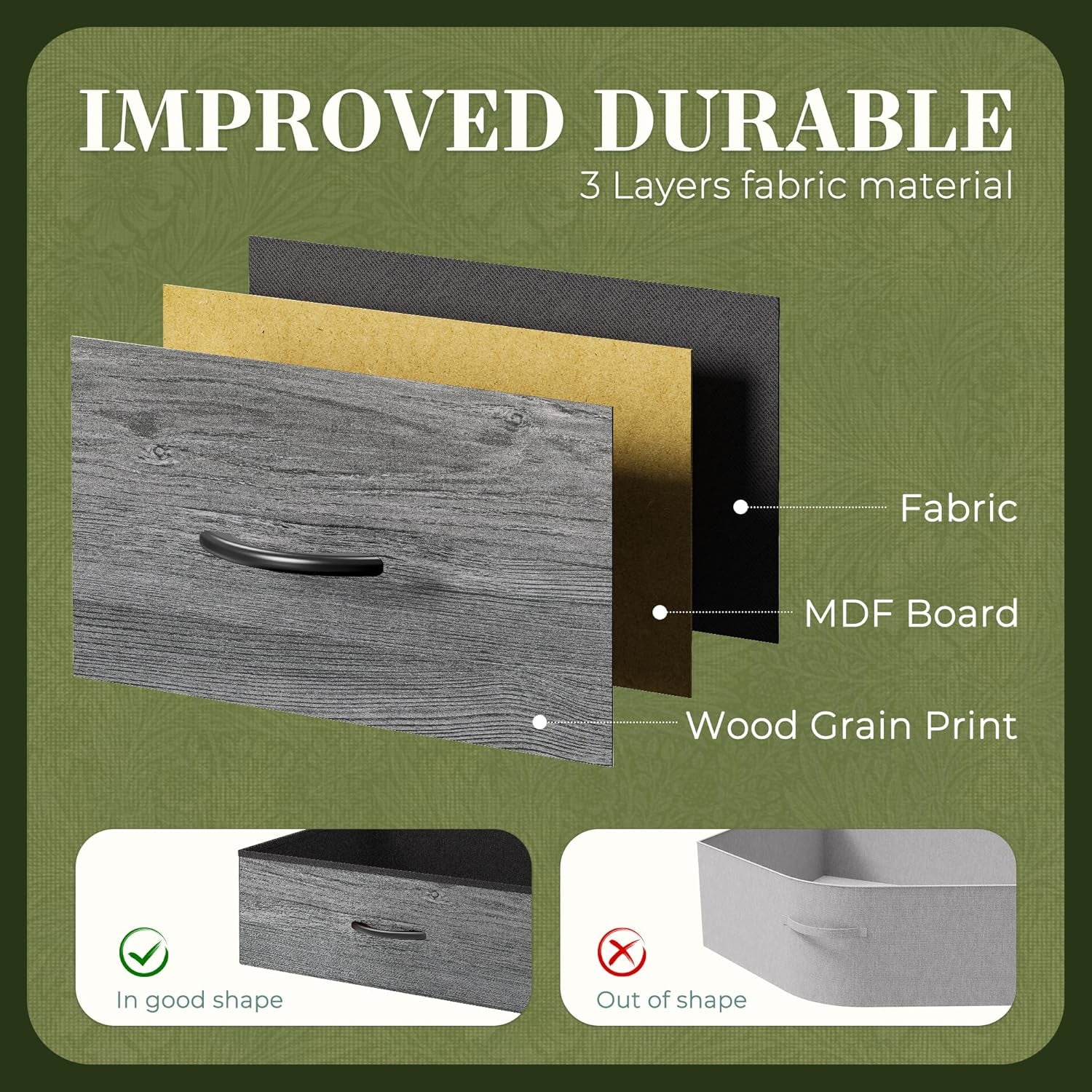 70-Inch Grey Dresser and TV Stand for 65 to 80 Inch TVs with 12 Fabric Drawers, Large Storage Organizer for Bedroom and Living Room