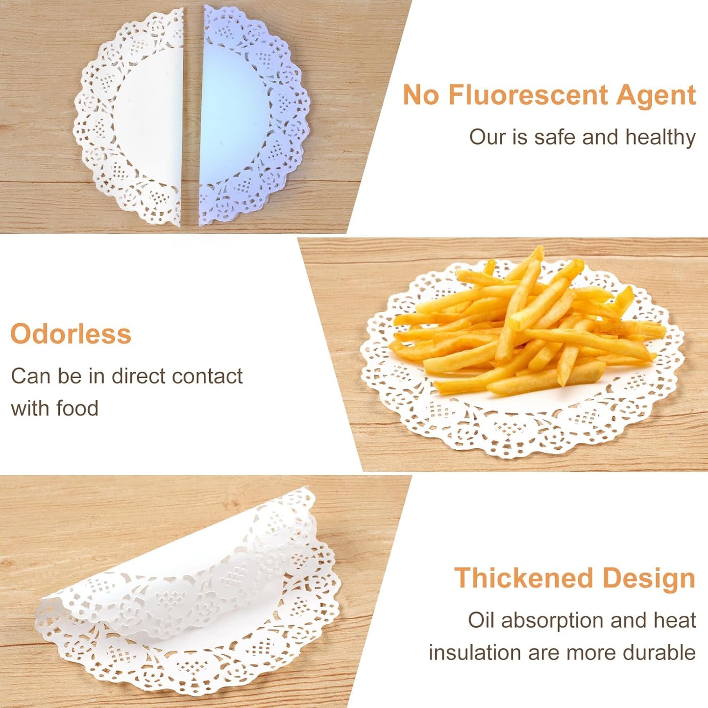 Paper Doilies, 200 Pack White Lace Doilies 6.5, 8.5, and 10.5 Inch for Food, Crafts, Baby Showers, Parties, Wedding, Birthday, Tableware Decoration