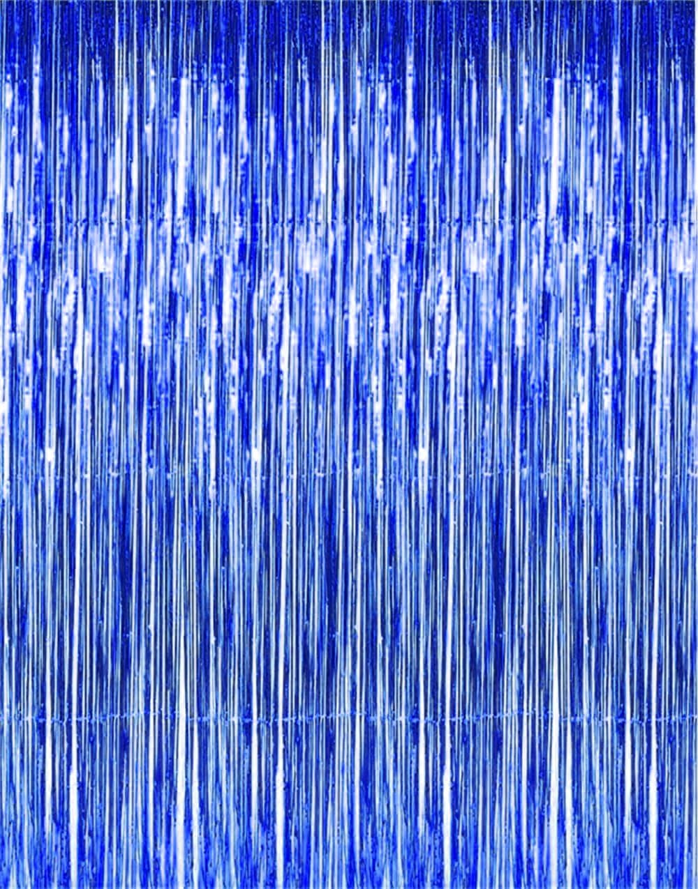 Curtain Decorations,Metallic Tinsel Foil Fringe Curtain,Blue Foil Fringe Tinsel Curtain for Birthday/Graduation/Bachelorette/Halloween/Christmas/New Year/Disco Party Decorations