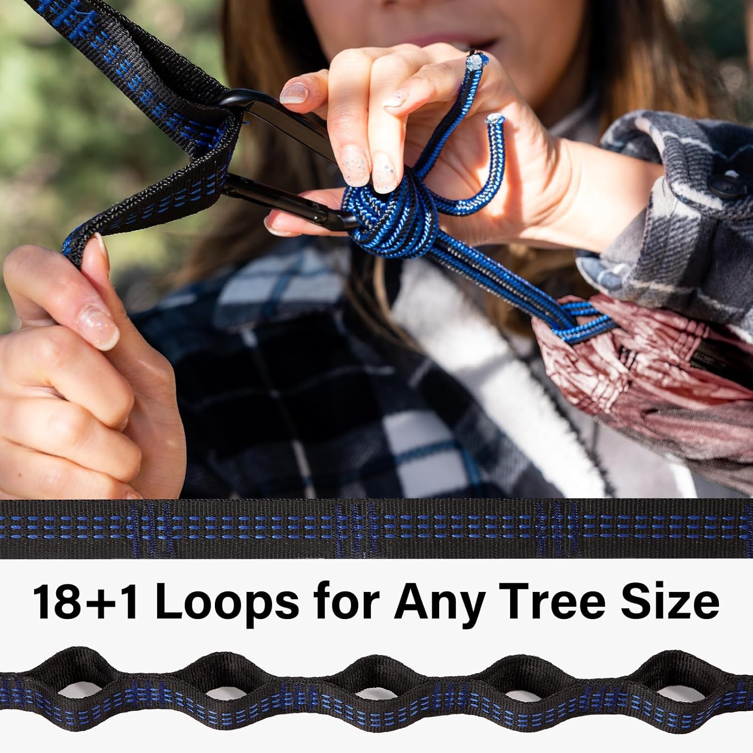 Camping Hammock 500 Lbs Capacity, Portable Hammocks with Tree Straps & Attached Carry Bag, Camping Essentials Gear, Perfect for outside Indoor Hiking Beach Backpack Travel