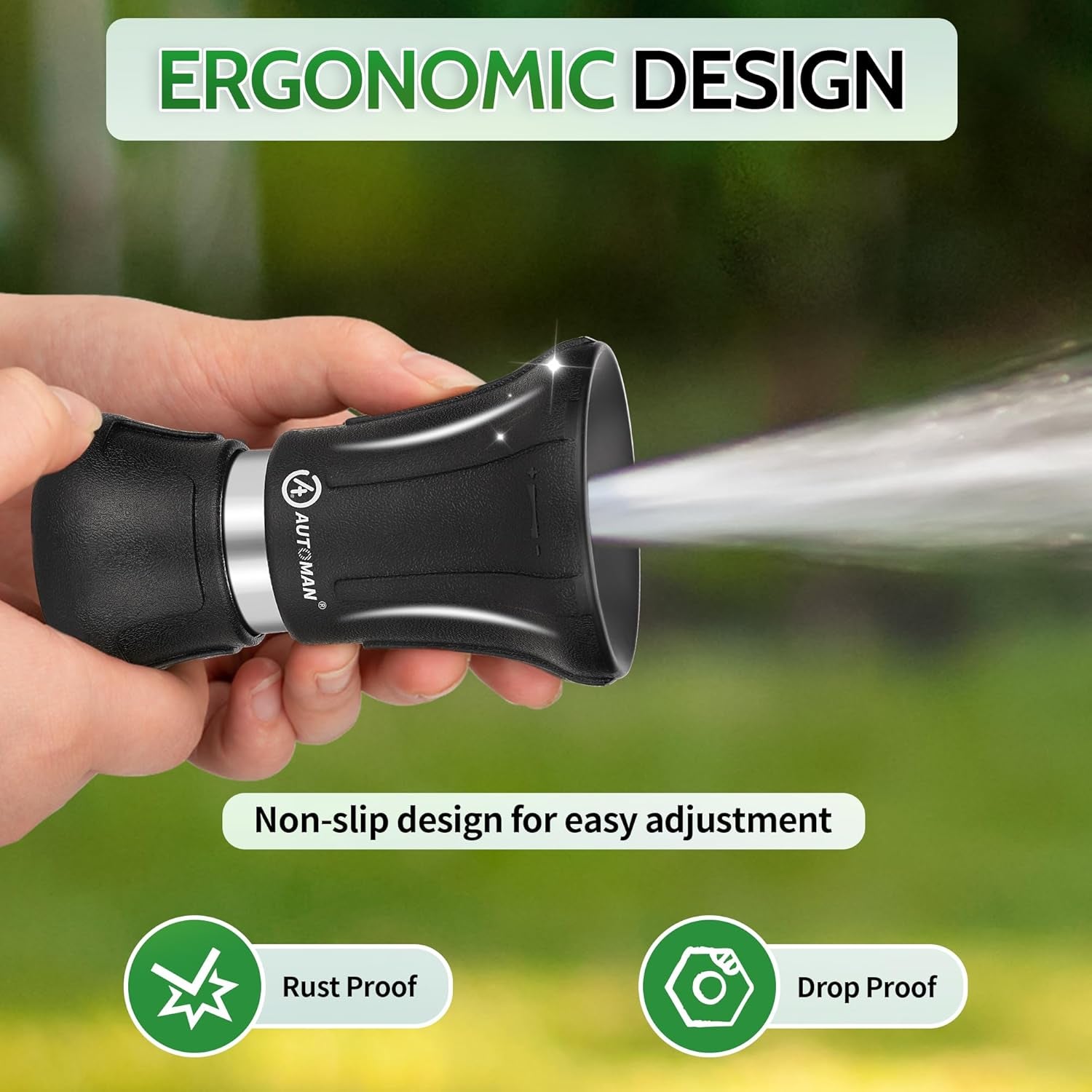 Garden Hose Nozzle Heavy Duty, Fireman Hose Nozzle, High Pressure Water Hose Sprayer Nozzle, Adjustable Spray Nozzles for Washing Car, Cleaning Ground, Watering Plants, Showing Pets