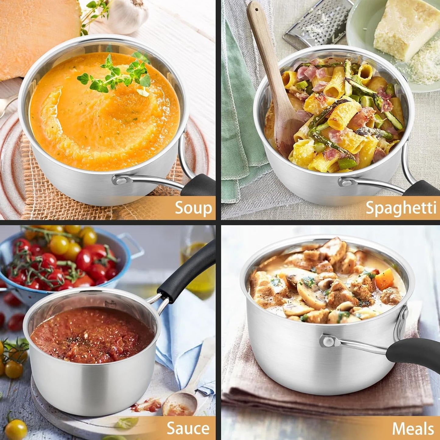 1 Quart Saucepan, Stainless Steel Saucepan with Lid, Small Sauce Pan for Home Kitchen Restaurant Cooking, Easy Clean and Dishwasher Safe