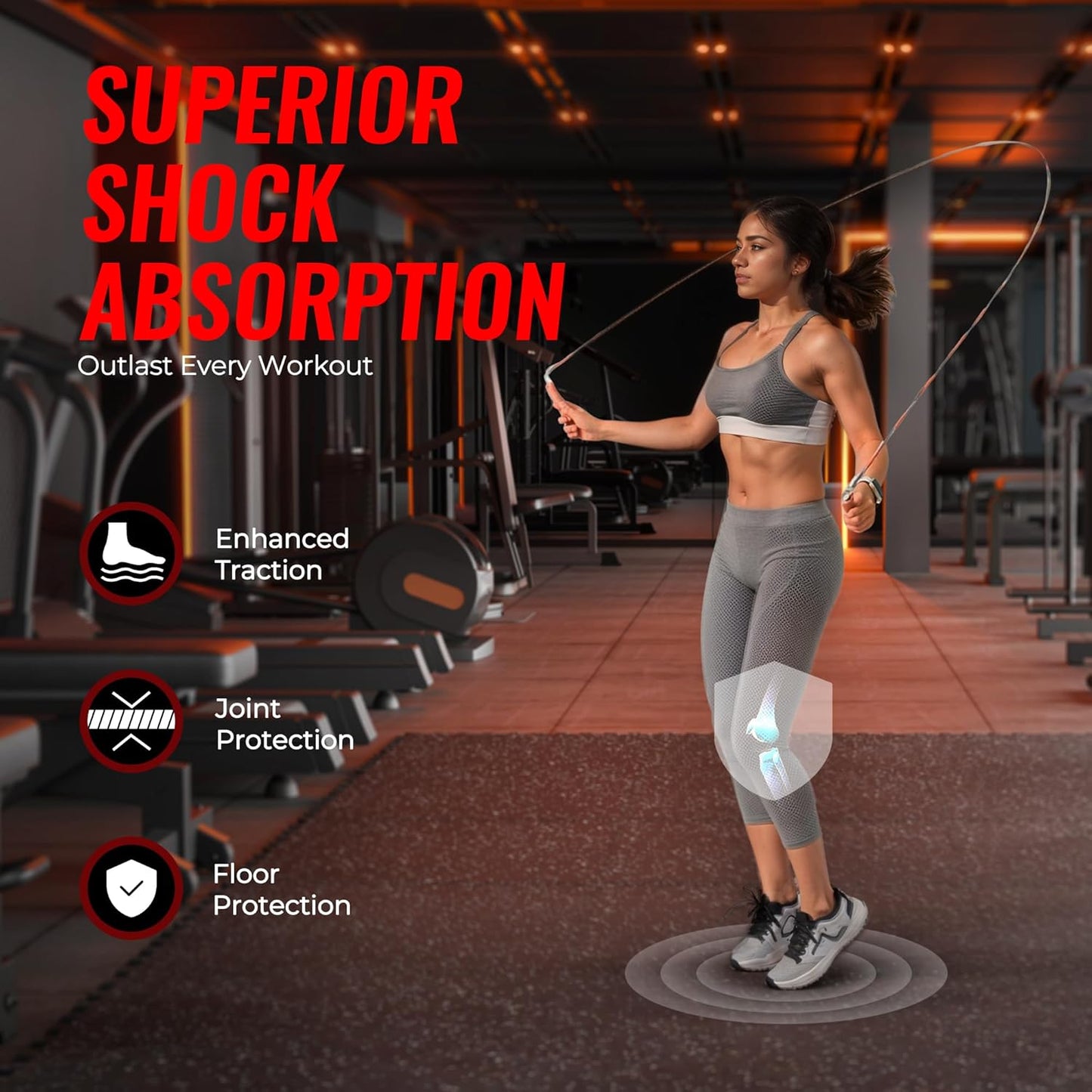 0.79-Inch Interlocking Rubber Gym Flooring Tiles for Home Fitness and Exercise Equipment Protection