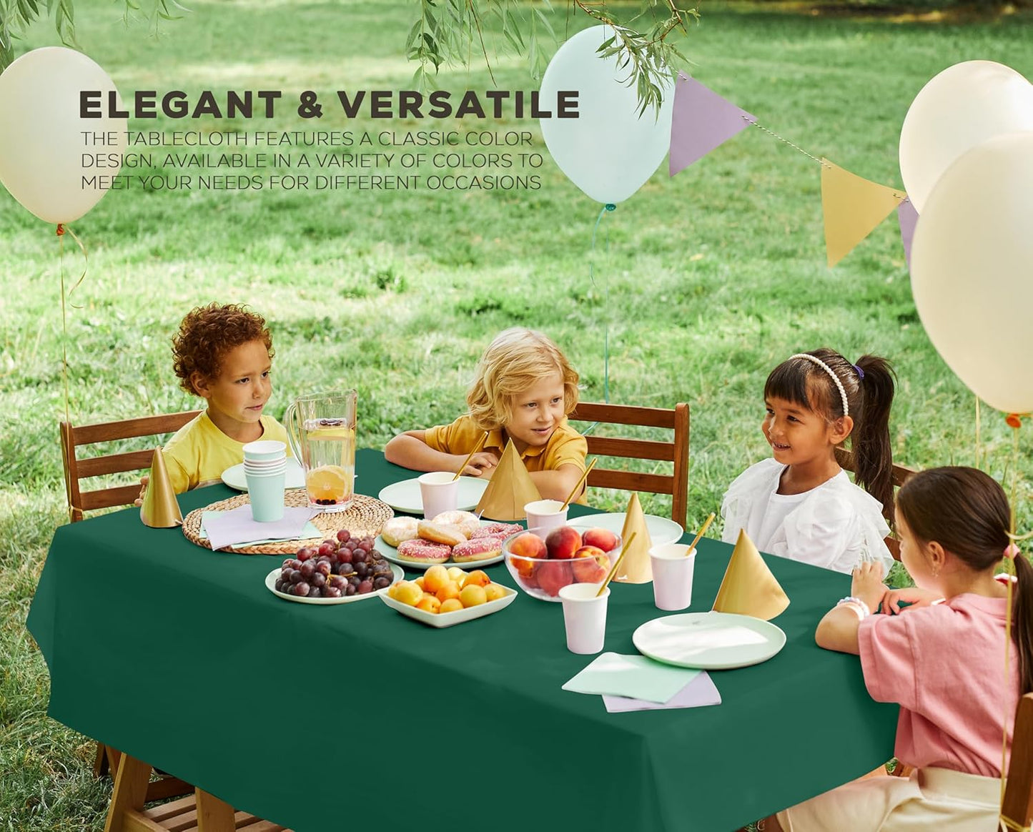 Plastic Table Cloth Disposable (12 Pack - 54X108 Inch) Green Rectangle Tablecloth Waterproof Stain Resistant Party Table Cover