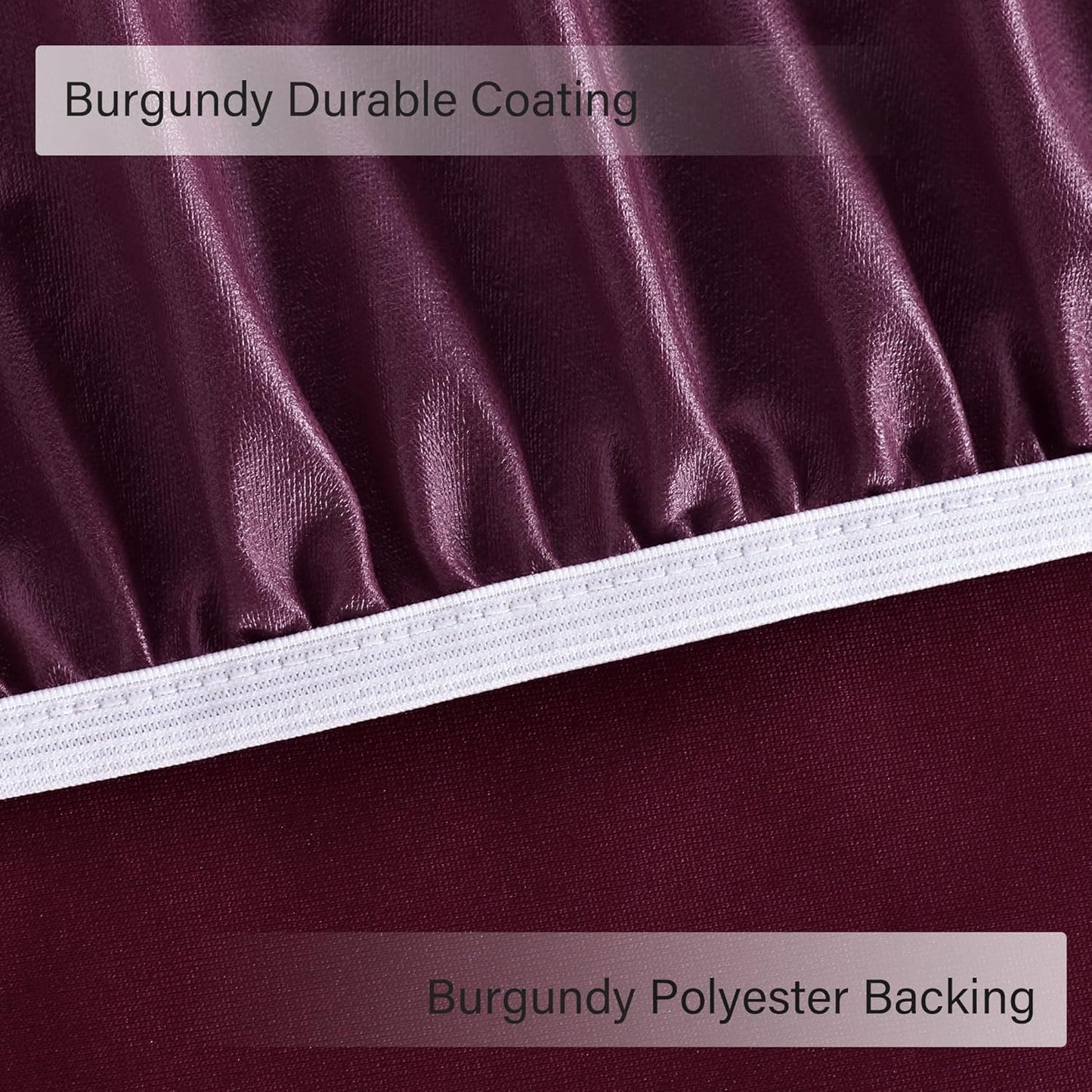 Fitted round Table Cloth, Reversible Waterproof Stain Resistant Elastic Stretch Tablecloth, Wipe Clean Table Cover for Outdoor/Indoor Use, Fits round Tables up to 40" - 44" Diameter, Burgundy
