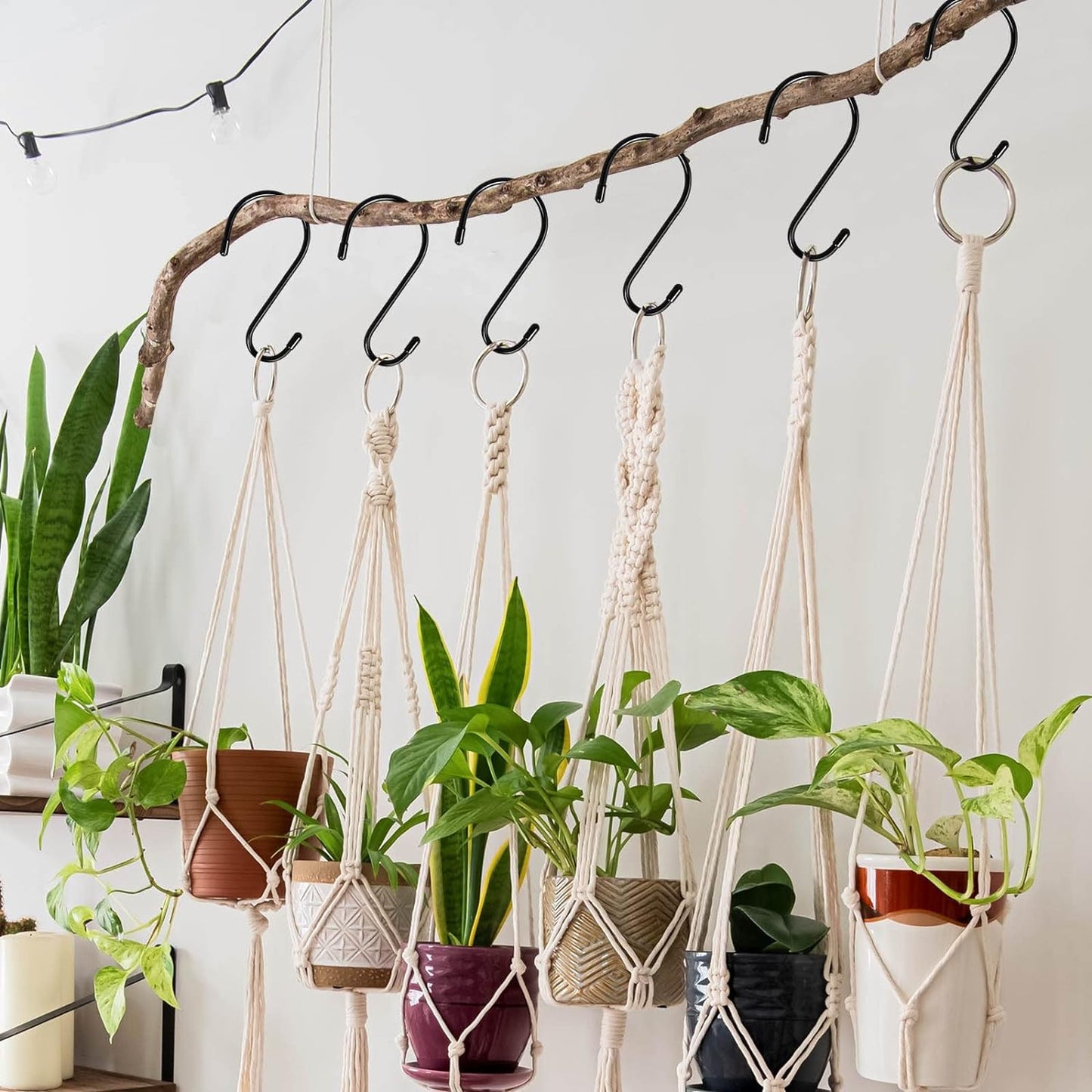 12-Pack Heavy-Duty 6-Inch Vinyl-Coated S Hooks for Versatile Hanging Solutions - Non-Slip Steel Hangers for Plants, Clothing, and Kitchenware